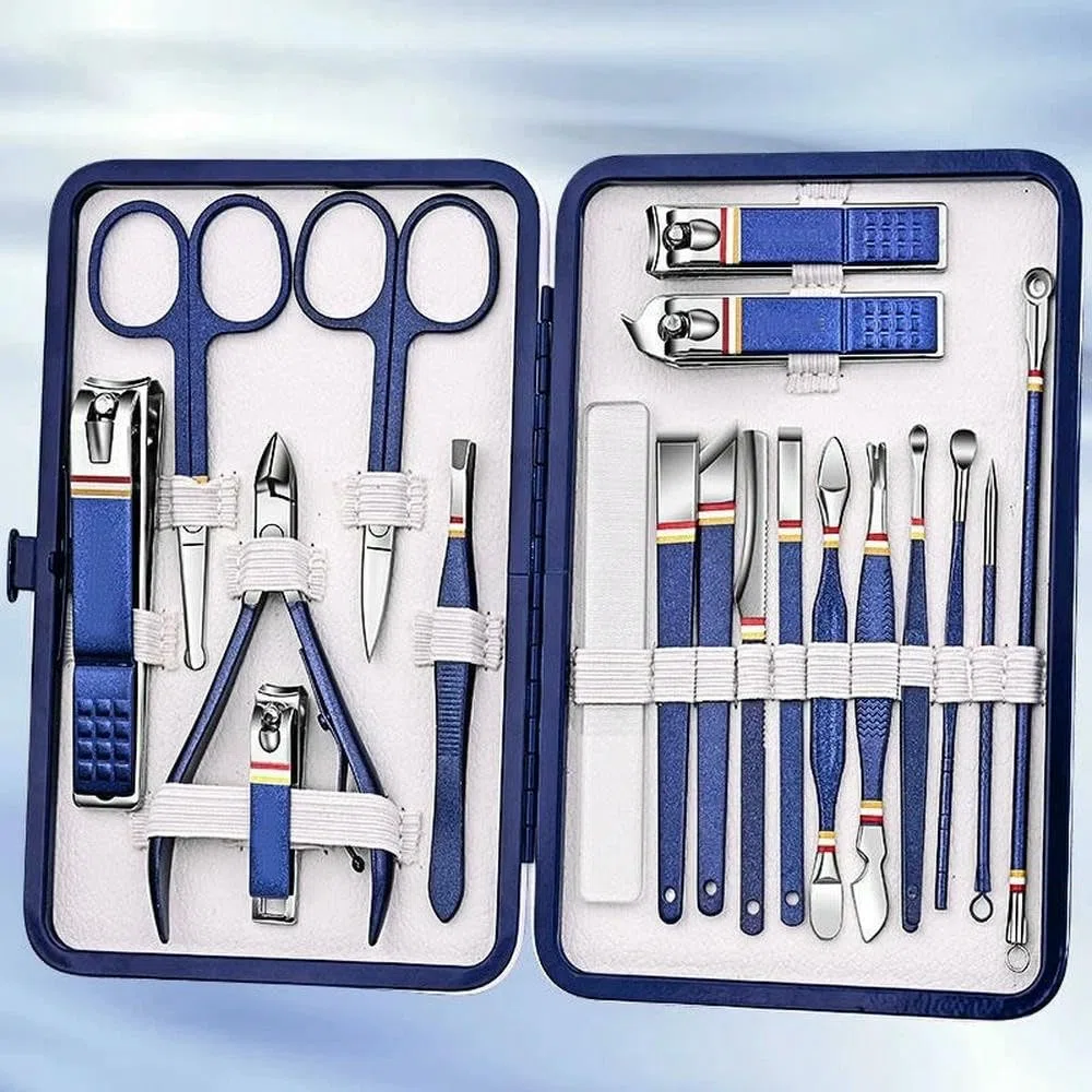 Zestaw 19 szt./zestaw obcinaczy do paznokci ze stali nierdzewnej, zestaw manicure, nożyczki, narzędzie makijażu i urody(Green 19 Pcs)