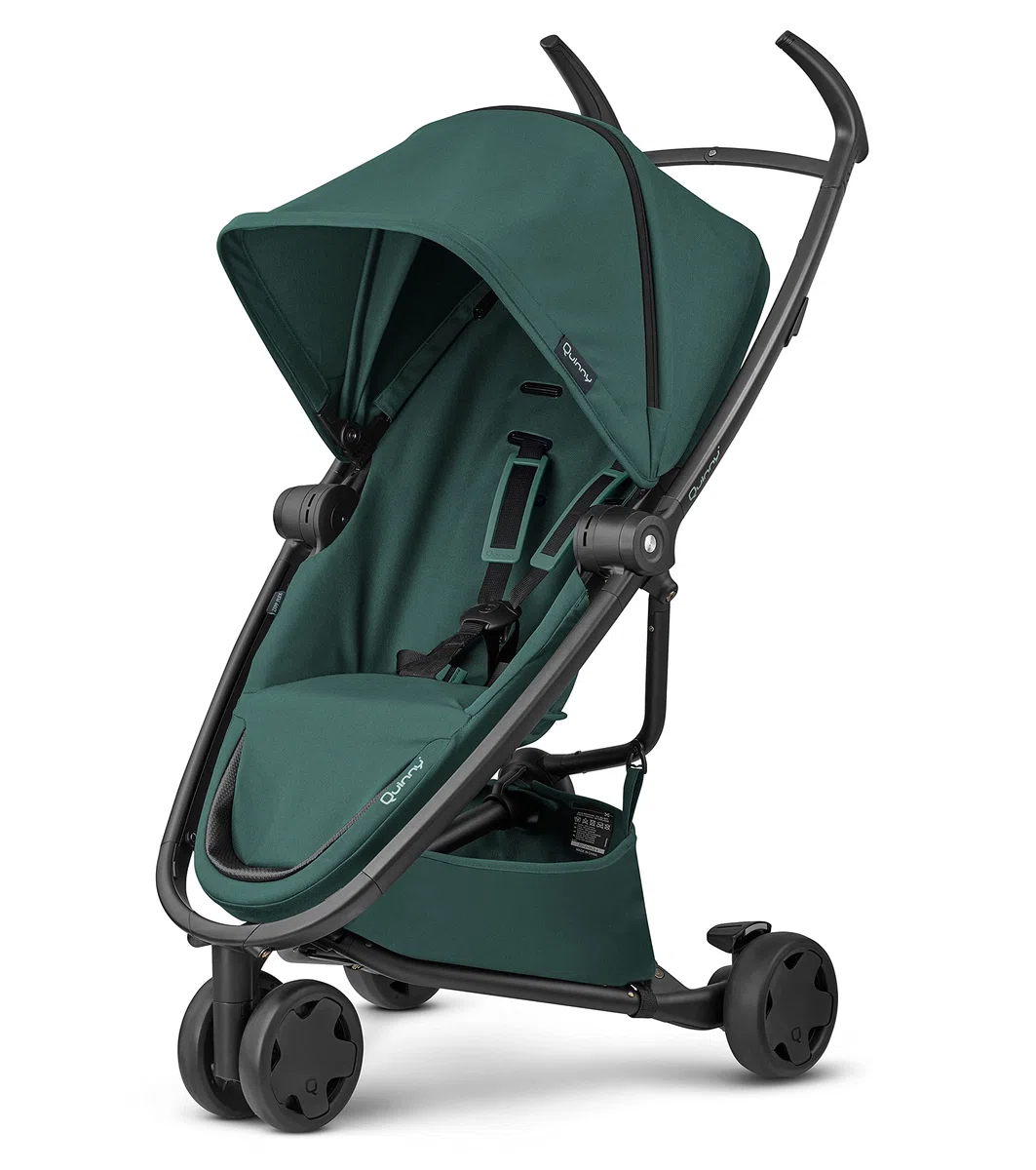 Quinny Zapp Flex wózek dziecięcy, stylowy, komfortowy wózek spacerowy z 3 kółkami, przyjemnie lekki, kompaktowy, składany i nadaje się do użytku od około 6 miesięcy, czarny na czarnym, zielony, 8,8 kg