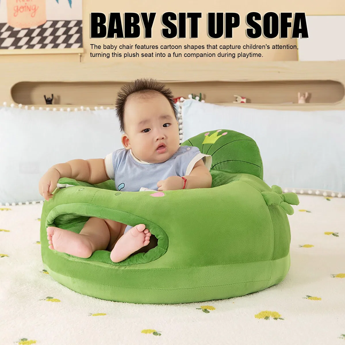 Luocute Sofa do Siedzenia dla Niemowląt, Miękki Pluszowy Fotel Podtrzymujący dla Niemowląt, z Ergonomicznym Zderzakiem 360 Stopni, 17,7 X 23,6 Cala (Styl 2)