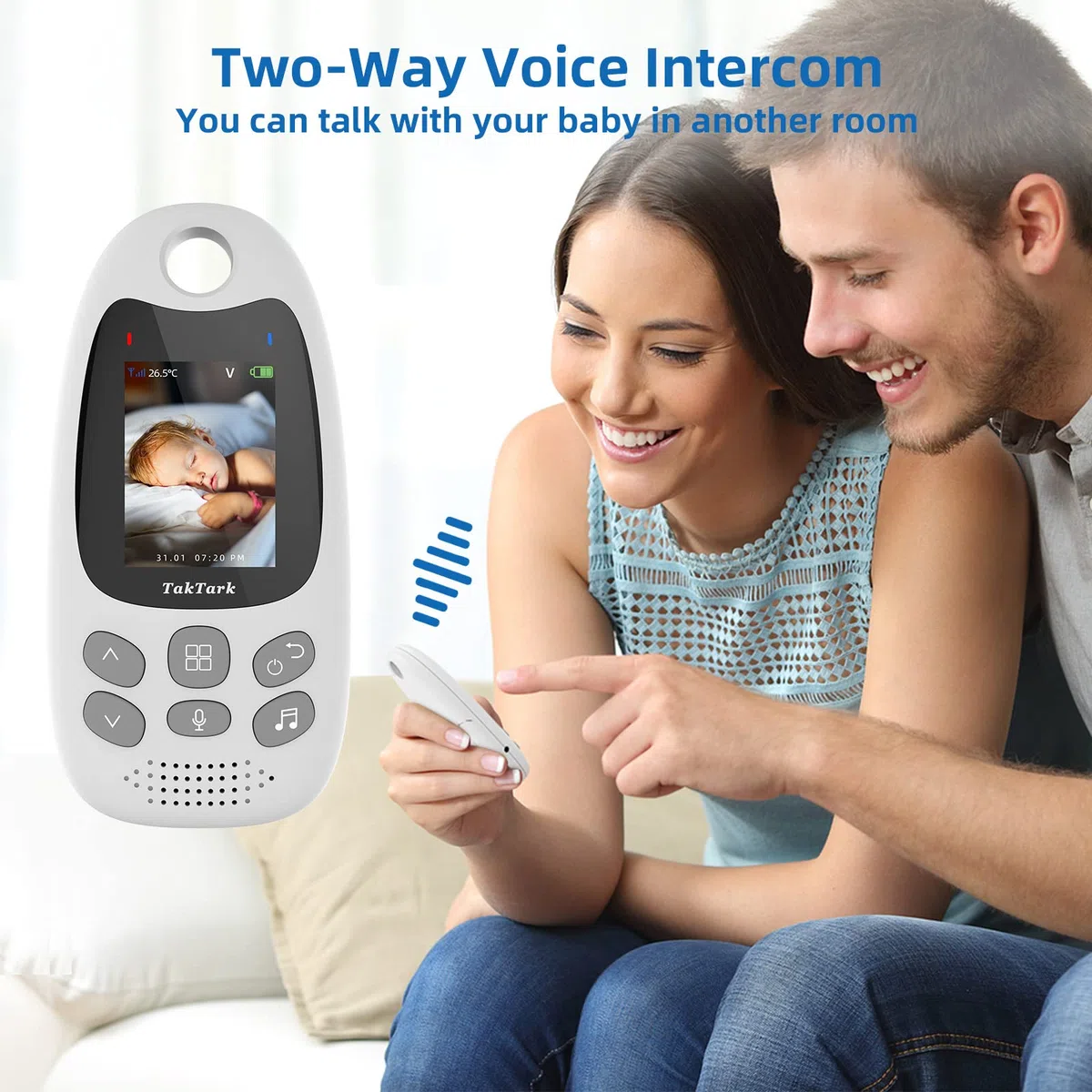 monitor niemowlęcia baby monitor video 2.0'' LCD kolorowy telefon dziecięcy, kamera wideo do monitoringu niemowląt 2.4 GHz, dwukierunkowe wideo, widoczność w nocy