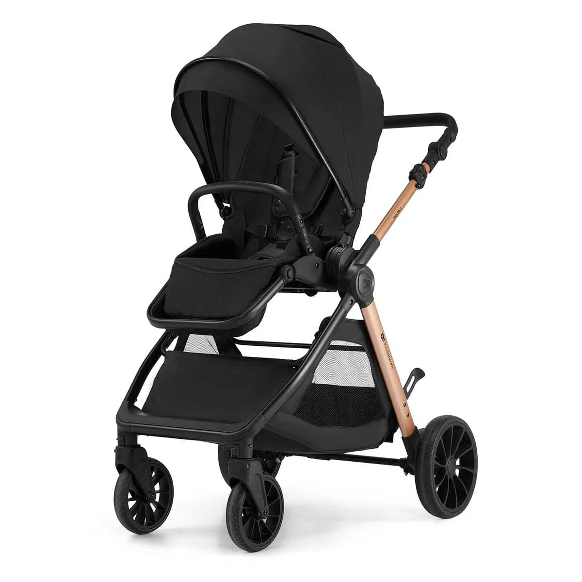 Kinderkraft VESTO Wózek kombi 3 w 1, wózek dziecięcy MINK PRO 2 i fotelik samochodowy od urodzenia do 22 kg, odwracalny fotel sportowy, system podróżny, zawieszenie, koła EVA, składany, czarny