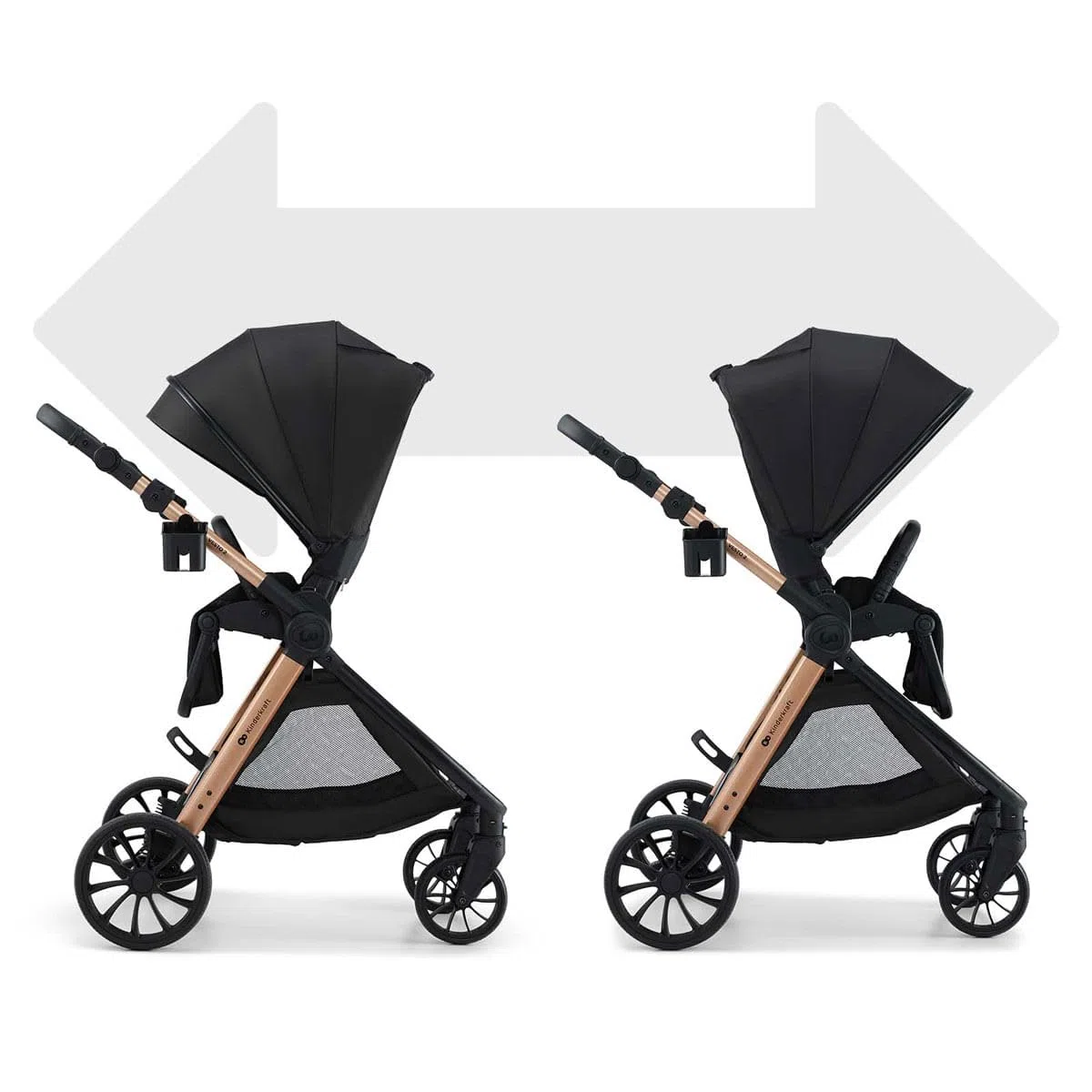 Kinderkraft VESTO Wózek kombi 3 w 1, wózek dziecięcy MINK PRO 2 i fotelik samochodowy od urodzenia do 22 kg, odwracalny fotel sportowy, system podróżny, zawieszenie, koła EVA, składany, czarny