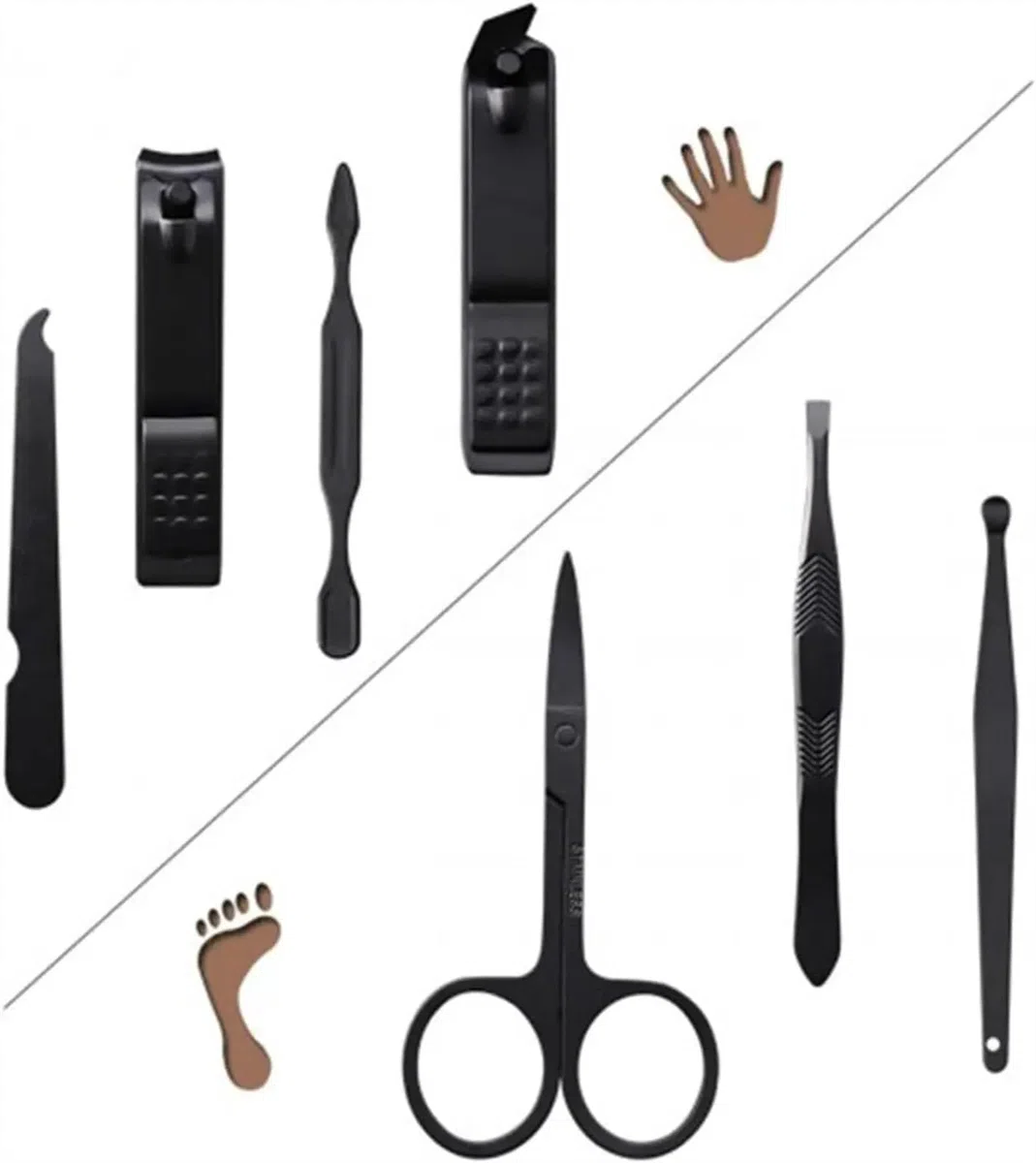 Zestaw 24 czarnych obcinaczy do paznokci, przenośny obcinacz, pedicure z etui, na prezent, zestaw pielęgnacji osobistej