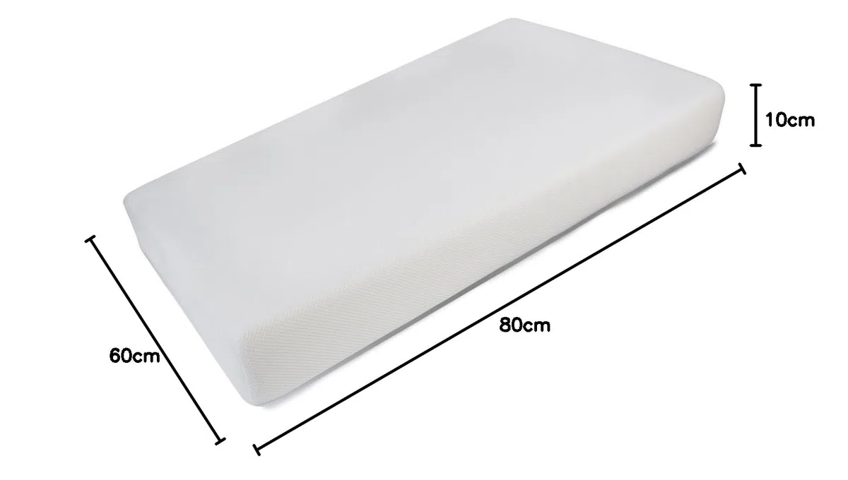 PEKITAS - Materac mini do łóżeczka 60 x 80 cm, erogonomiczny pokrowiec 3D oddychający, zapobiegający zaparowaniu z nadającym się do prania zamkiem, wnętrze z białej pianki, wyprodukowano w Hiszpanii