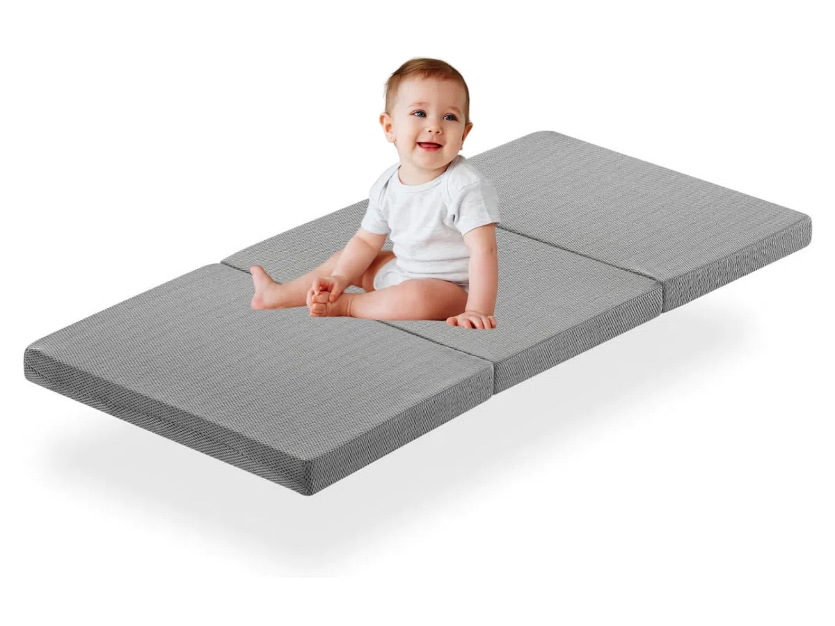 SONHO Materac do łóżeczka podróżnego 120x60 cm Lena Mata piankowa | Grubość 5 cm | Składany | Materac do łóżeczka dziecięcego | 3 sztuki | Wyprodukowano w Portugalii
