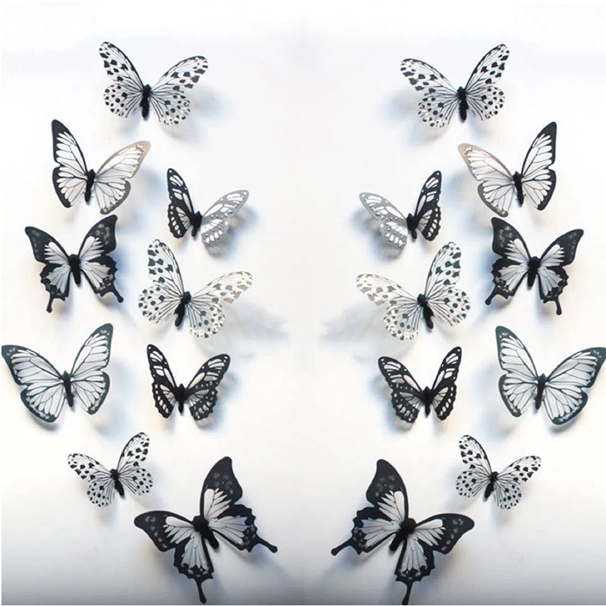 36 szt. 3D kolorowy kryształowy motyl naklejki ścienne z samoprzylepną artystyczną kalkomanią satynowy papier motyle dziecko sypialnia dziecięca dom DIY dekoracja zdejmowane naklejki ścienne (B1)