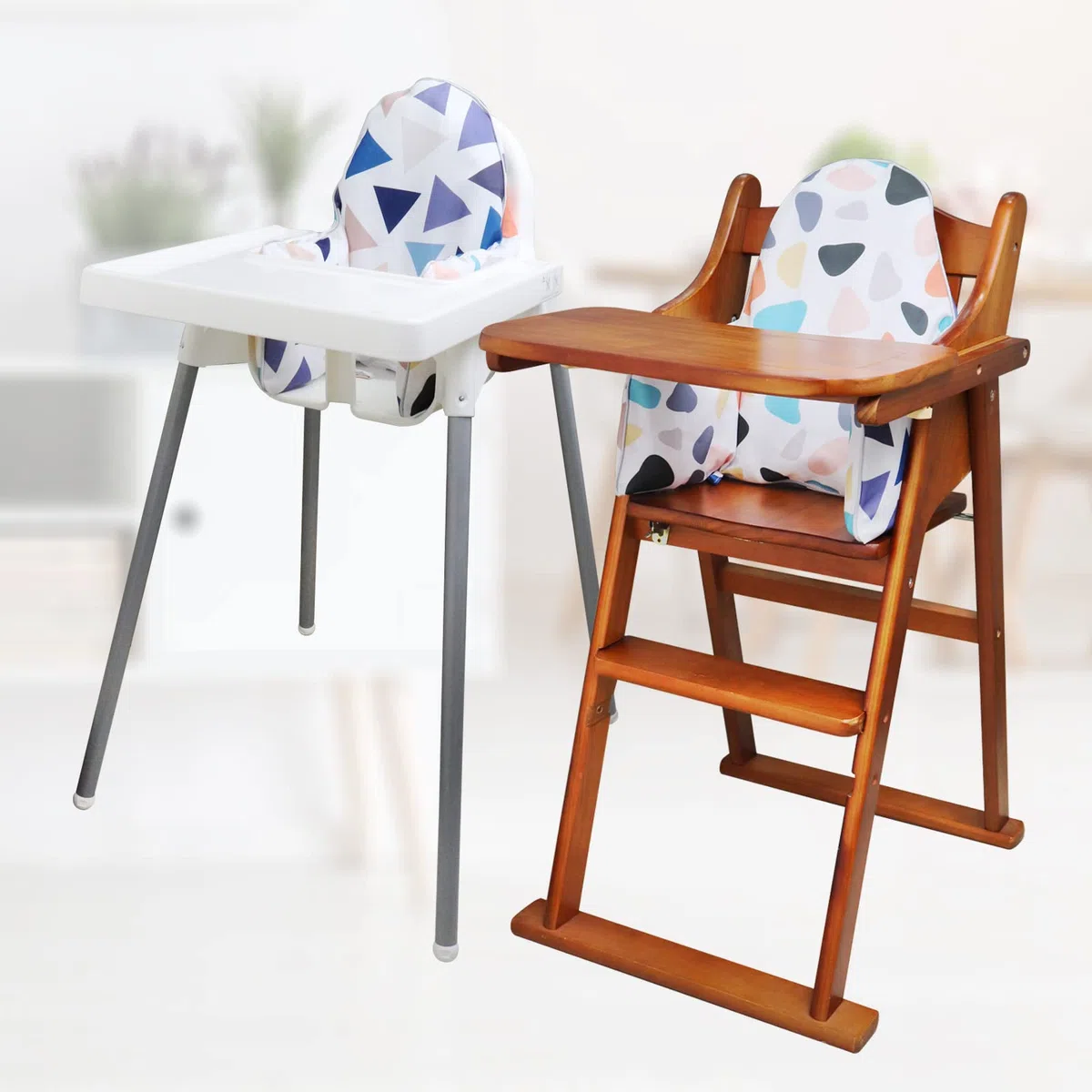 Poduszka na wysokie krzesło, poduszka na wysokie krzesło dla IKEA, poduszka na siedzenie, wbudowana nadmuchiwana poduszka, miękka i wygodna (kolorowe kamyki)